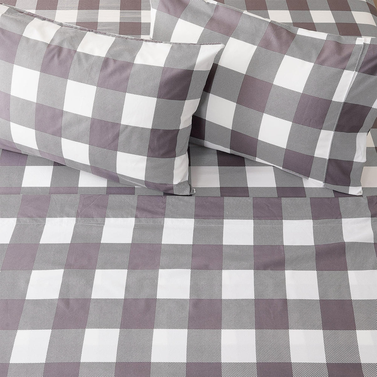 Printed Sheet Set Baylor Collection by Great Bay Home purple plaid on Tampa Home & Garden Store