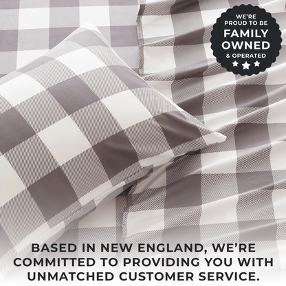Printed Sheet Set Baylor Collection by Great Bay Home in brown and cream plaid bed sheets on Tampa Home & Garden Store