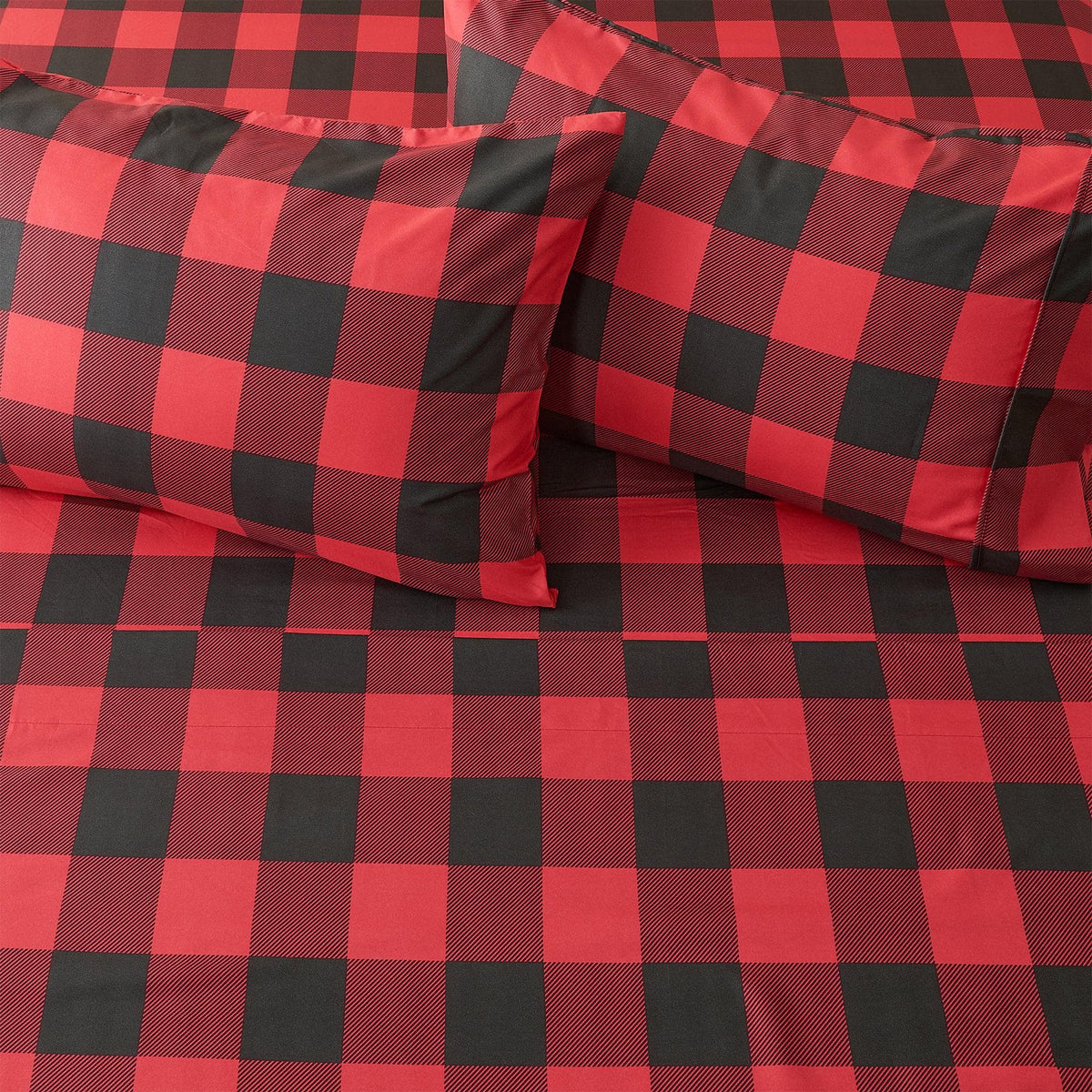 Printed Sheet Set Baylor Collection red and black buffalo plaid by Great Bay Home on Tampa Home & Garden Store