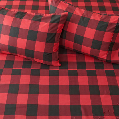 Printed Sheet Set Baylor Collection red and black buffalo plaid by Great Bay Home on Tampa Home & Garden Store