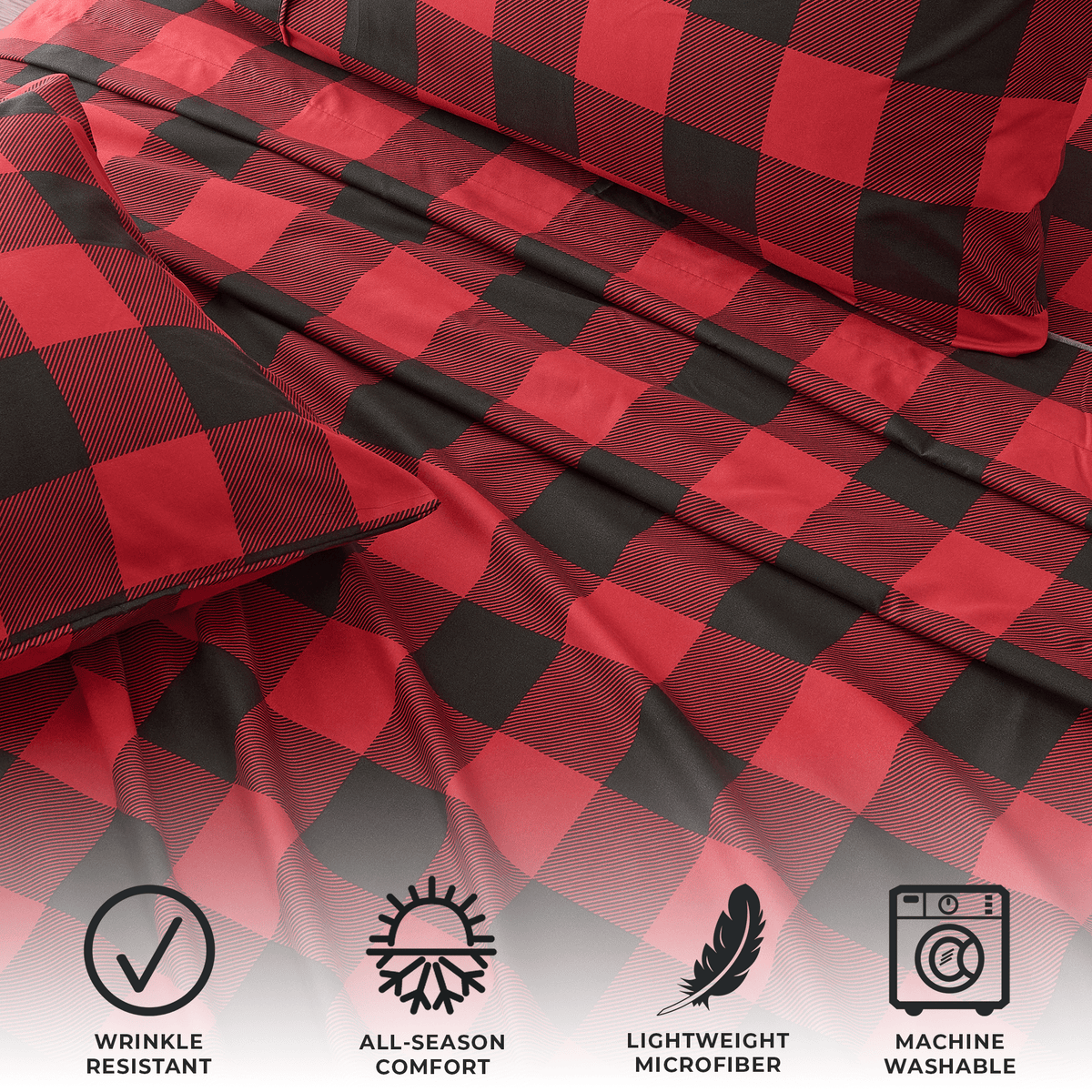 Printed Sheet Set Baylor Collection red plaid bed sheets by Great Bay Home on Tampa Home & Garden Store