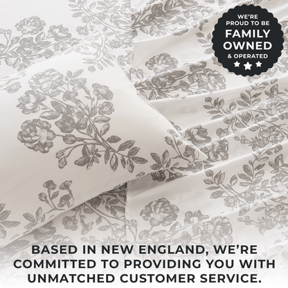 Printed Sheet Set Baylor Collection bed sheets Great Bay Home white with gray floral pattern on Tampa Home & Garden Store