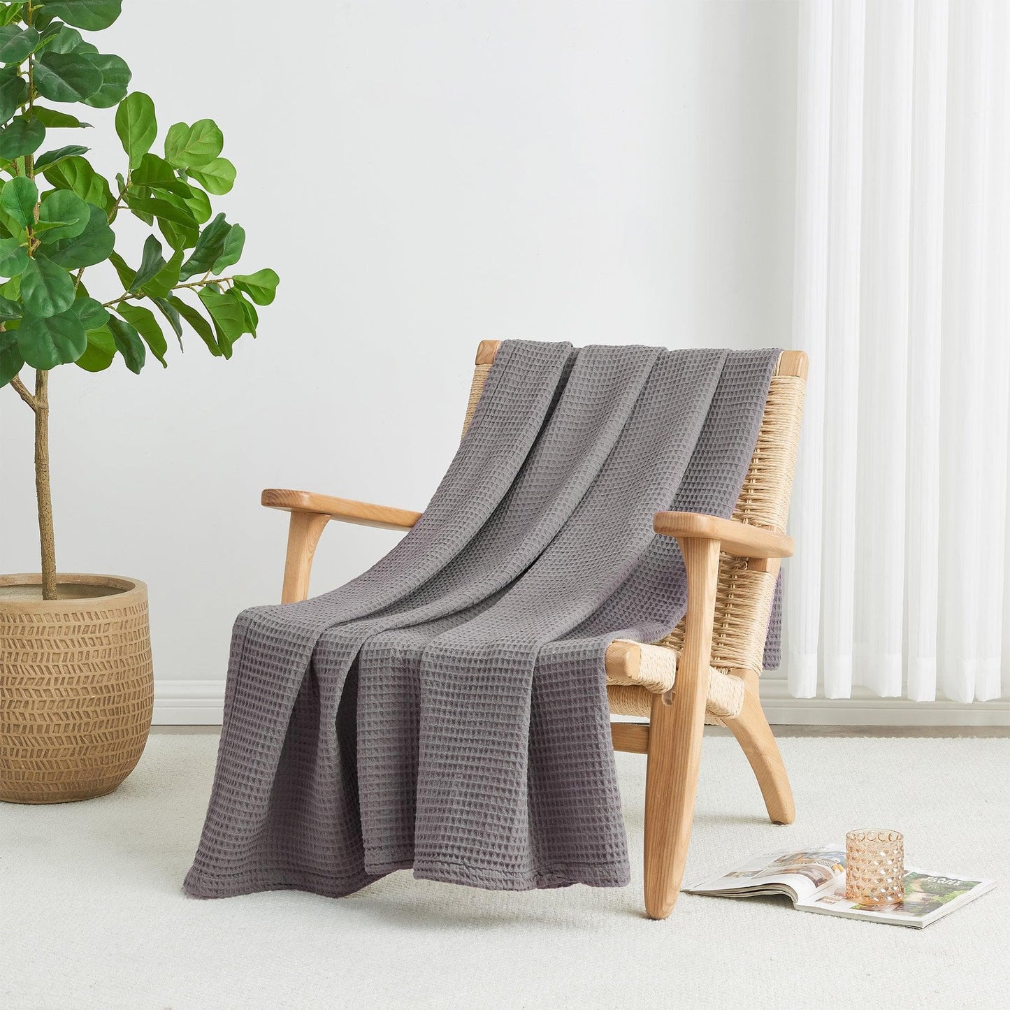 Organic Cotton And Waffle Weave Throw Blanket