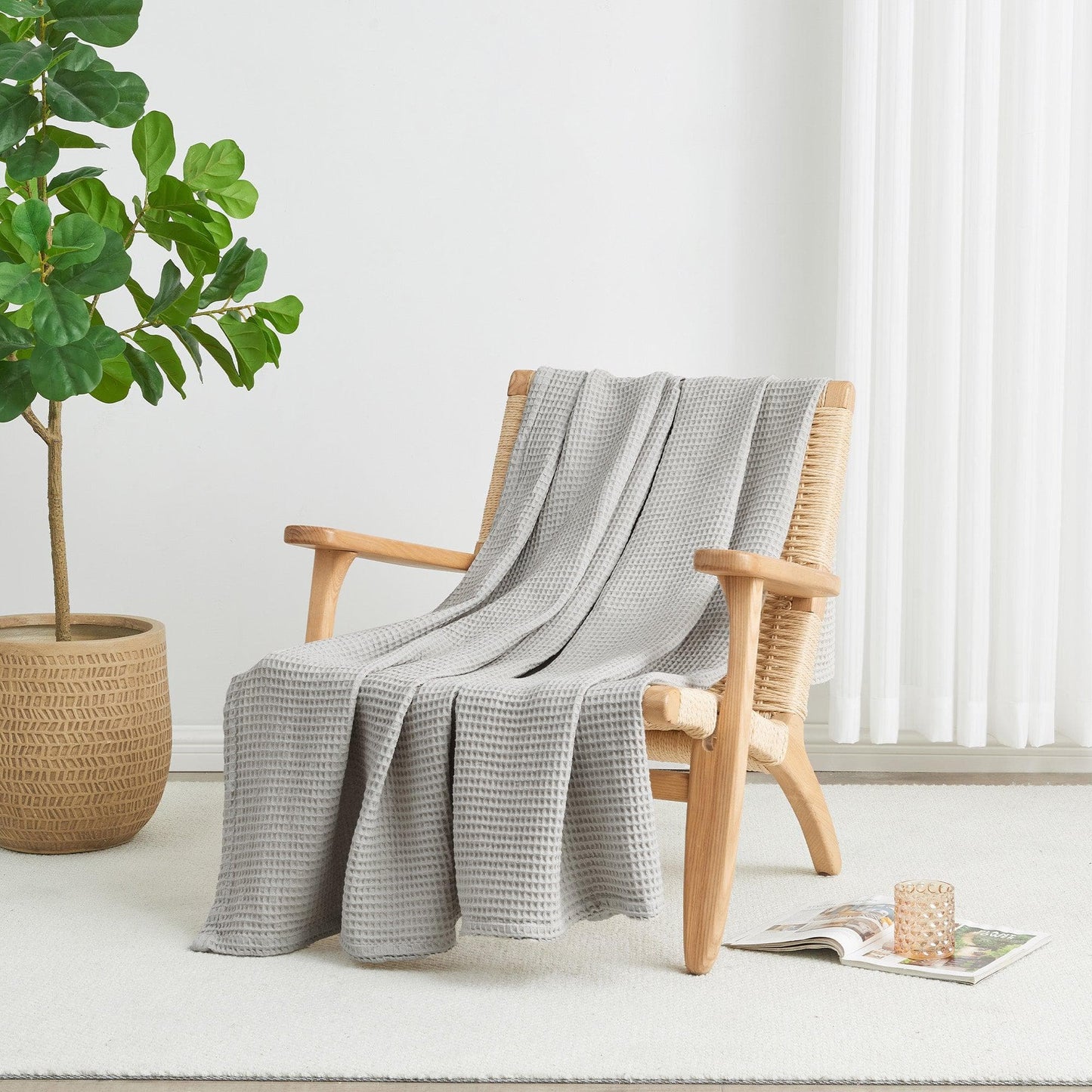 Organic Cotton And Waffle Weave Throw Blanket