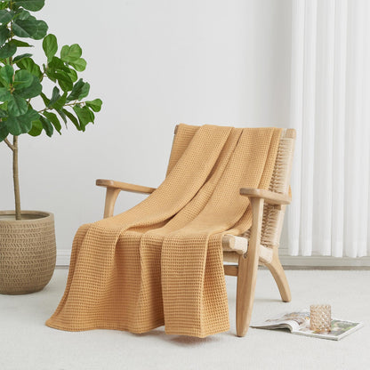 Organic Cotton And Waffle Weave Throw Blanket