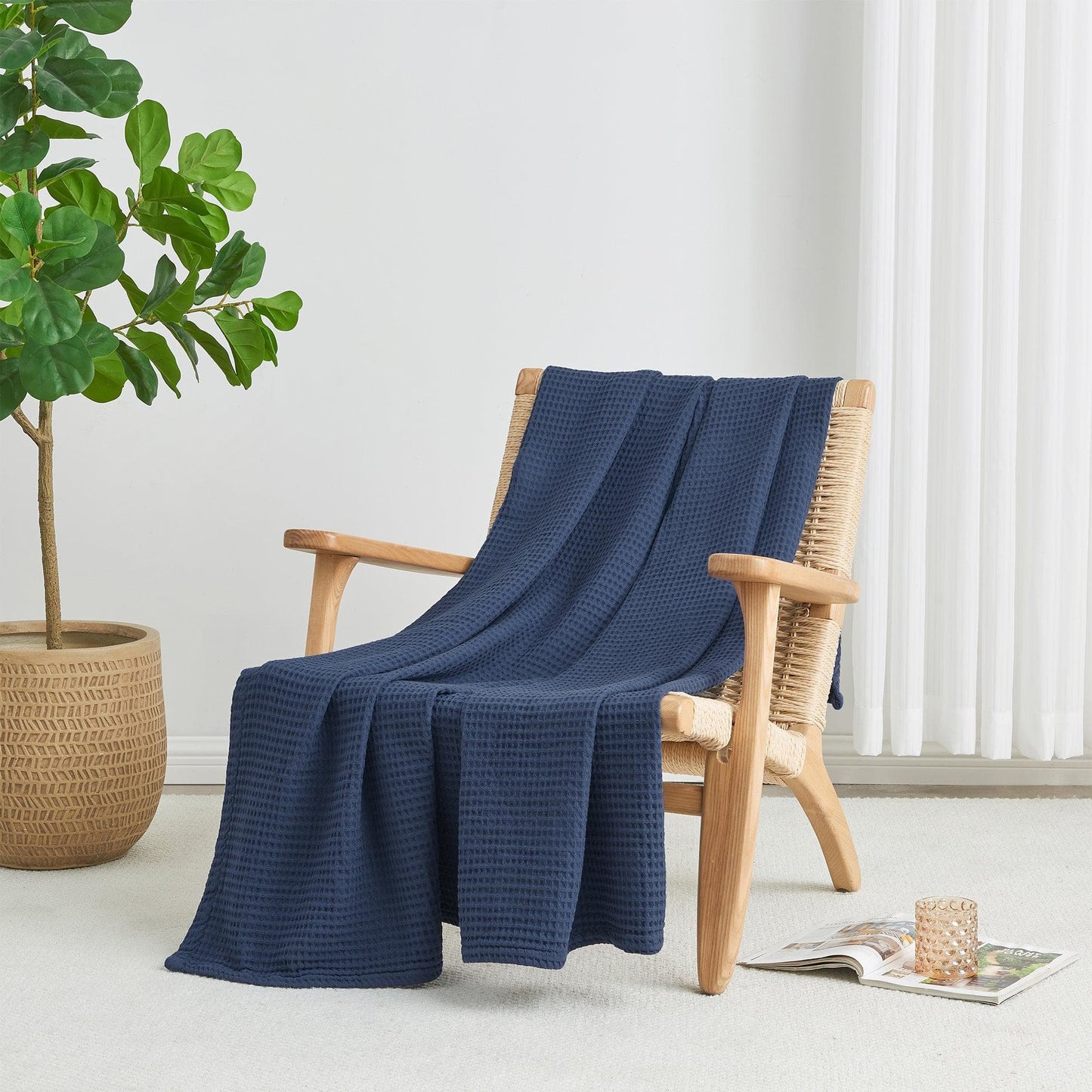 Organic Cotton And Waffle Weave Throw Blanket