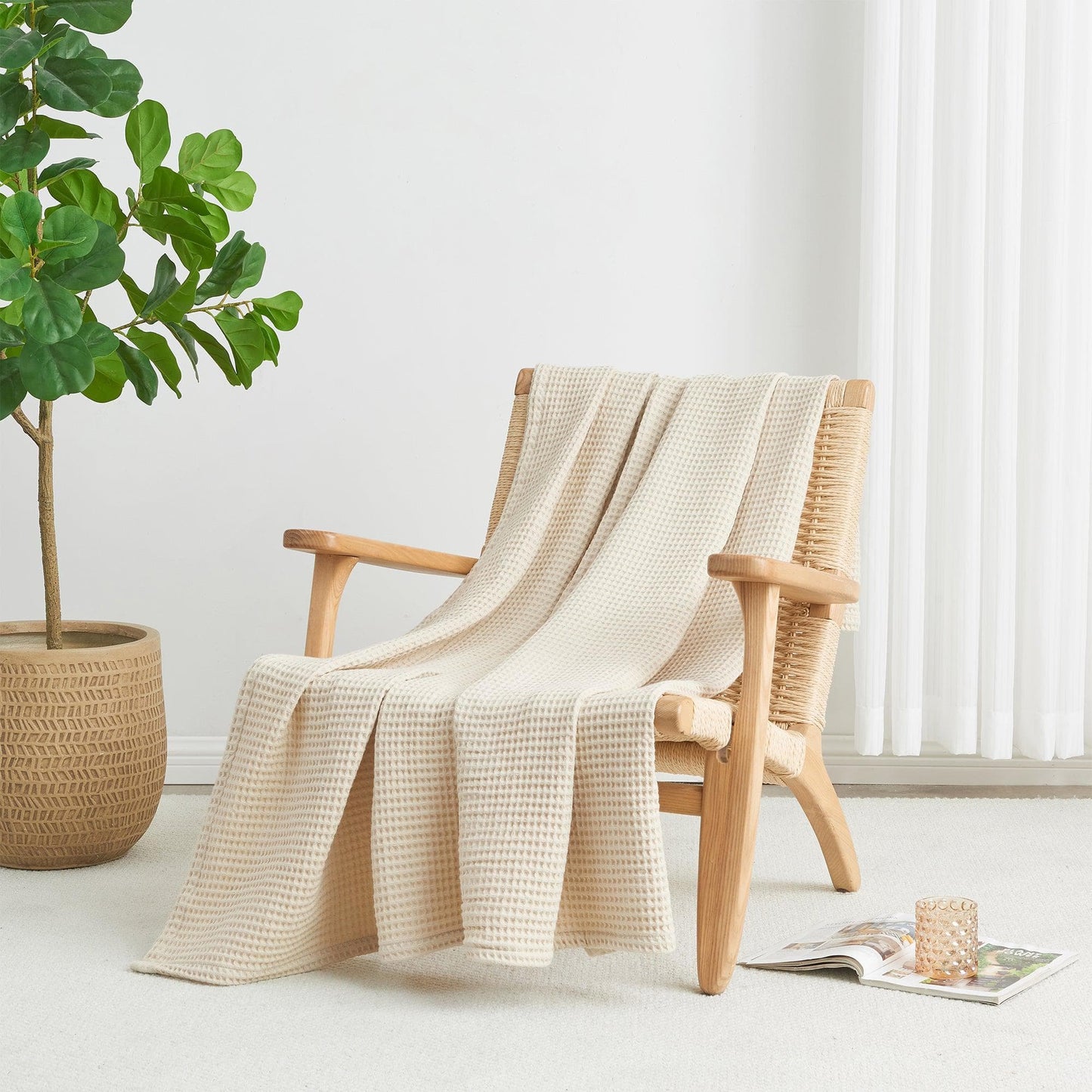 Organic Cotton And Waffle Weave Throw Blanket