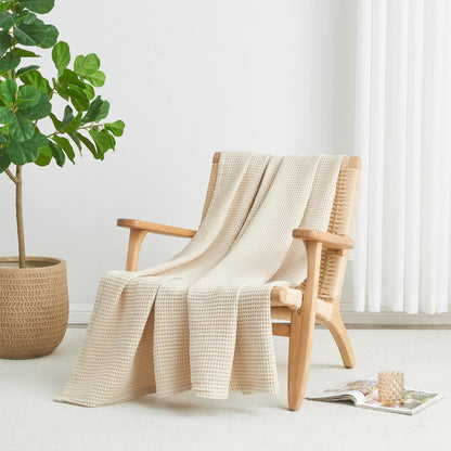 Organic Cotton And Waffle Weave Throw Blanket