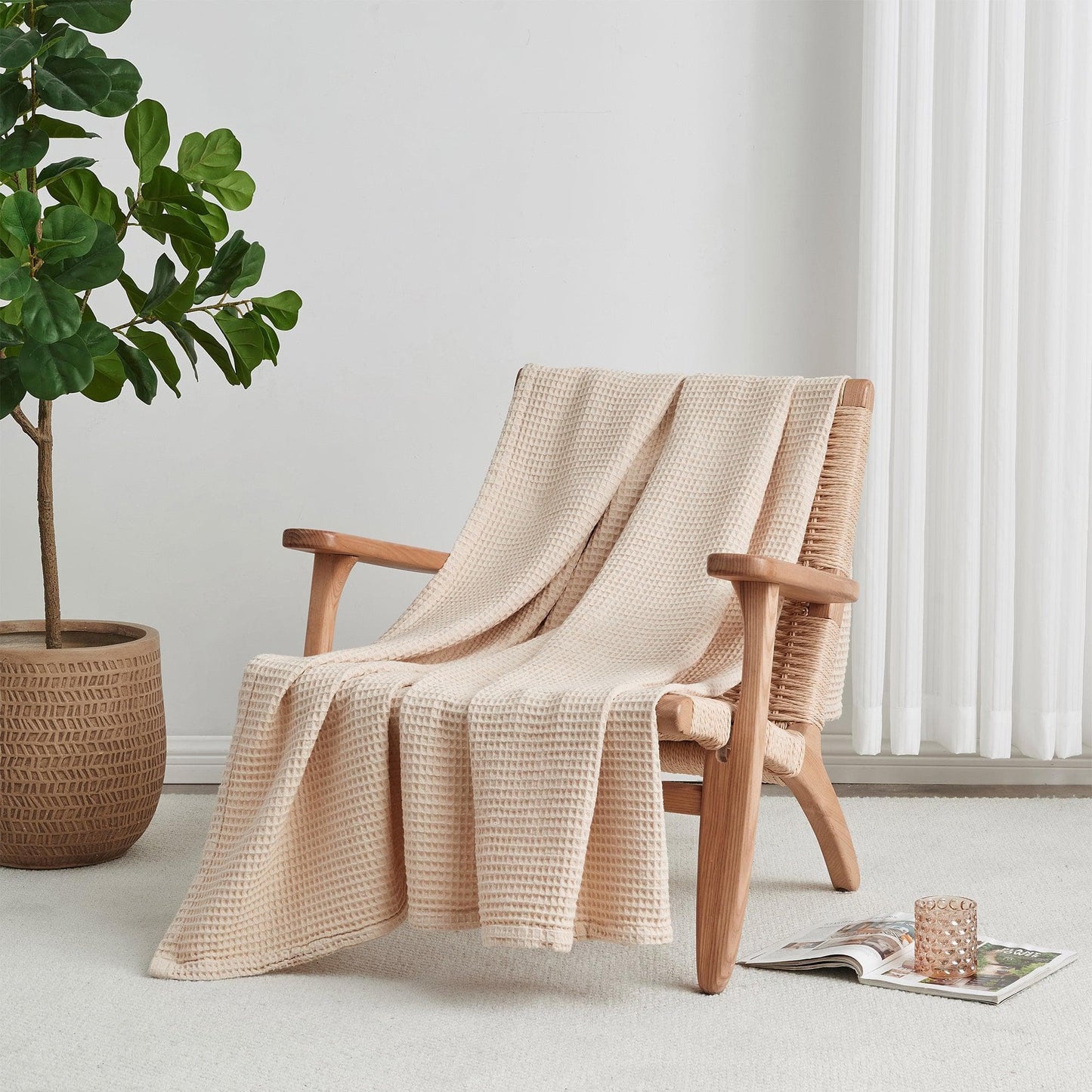 Organic Cotton And Waffle Weave Throw Blanket