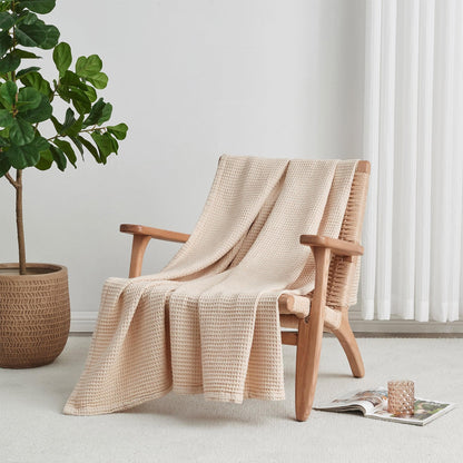 Organic Cotton And Waffle Weave Throw Blanket