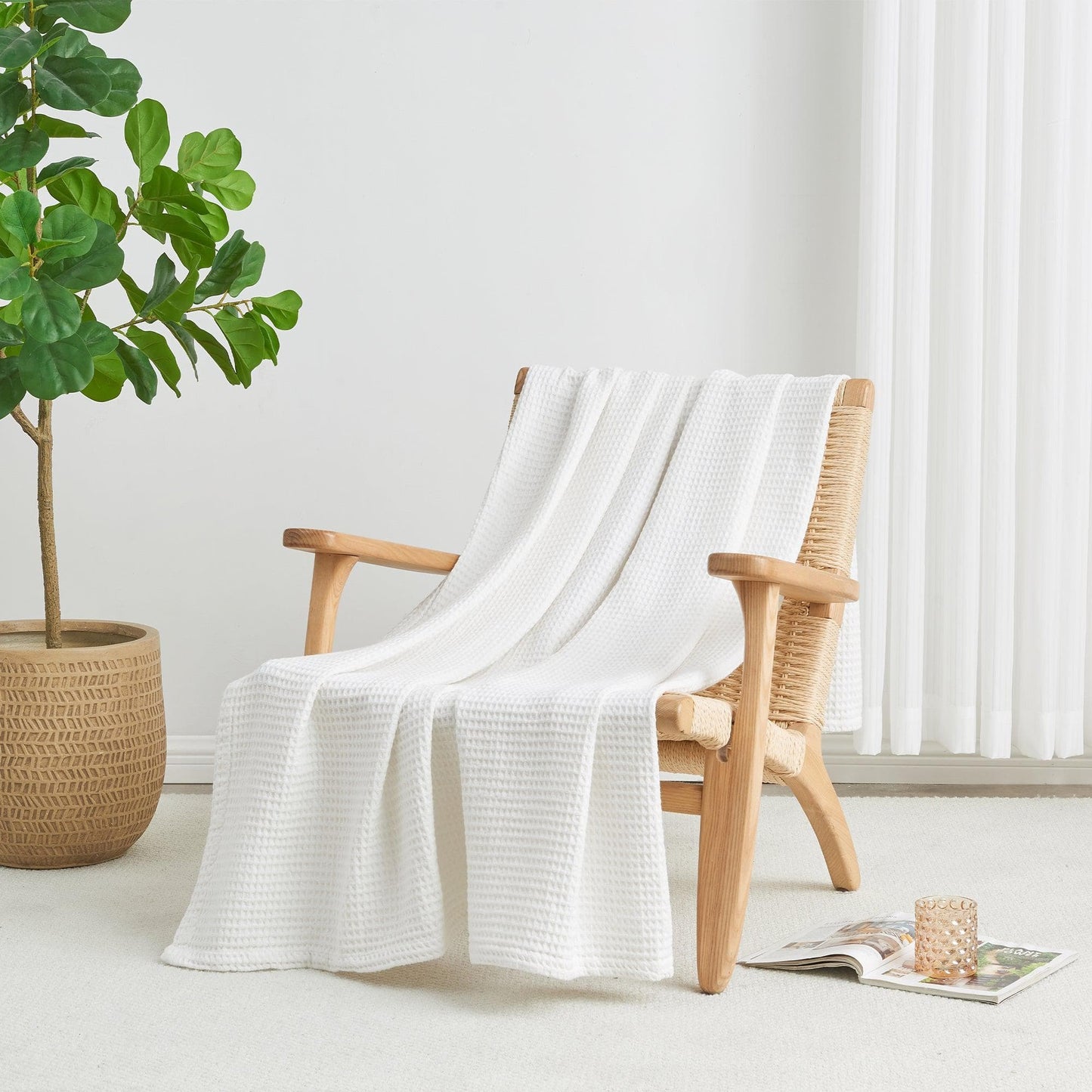 Organic Cotton And Waffle Weave Throw Blanket