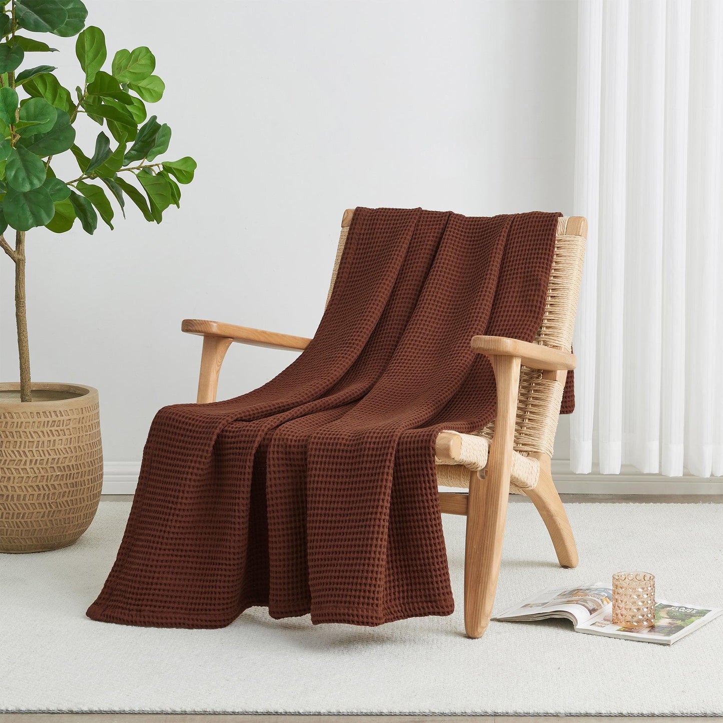Organic Cotton And Waffle Weave Throw Blanket