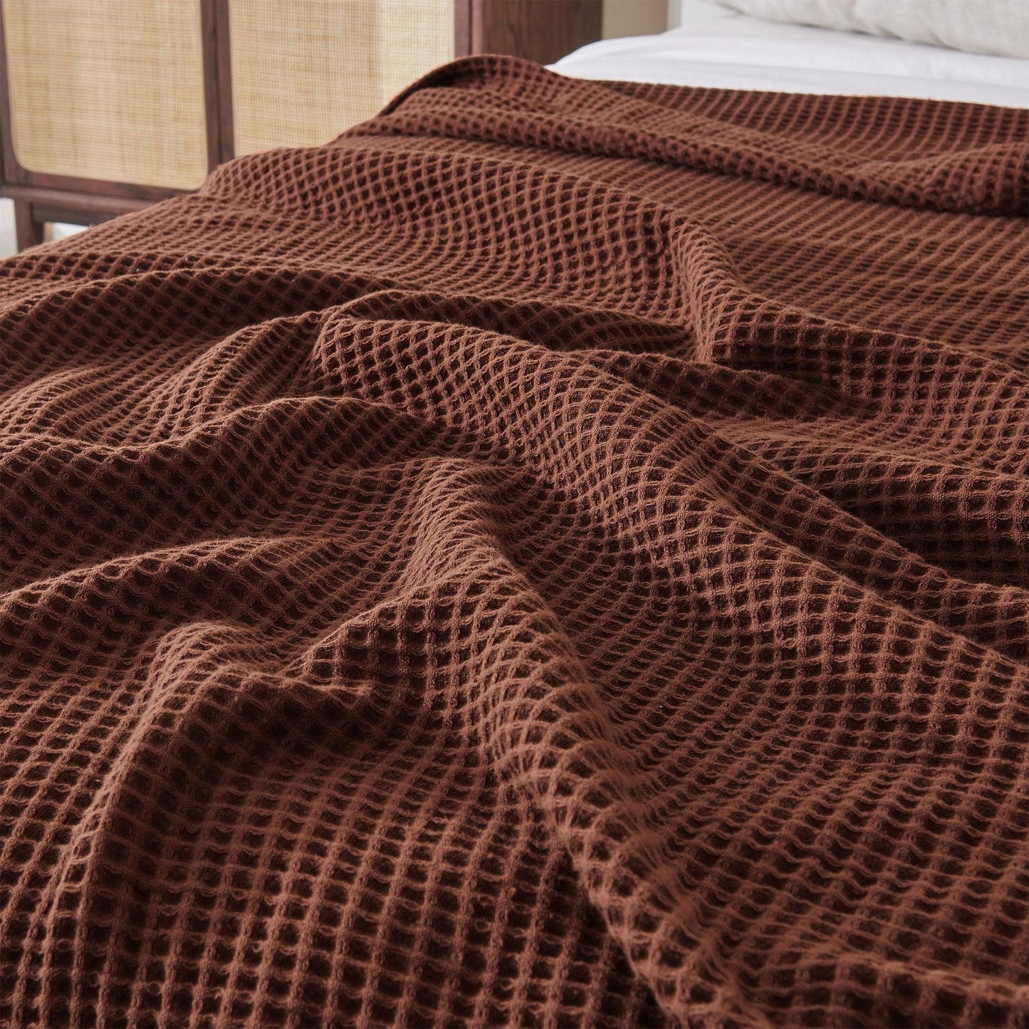 Organic Cotton And Waffle Weave Throw Blanket