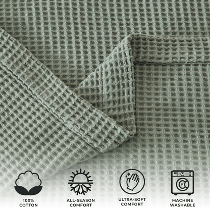 Organic Cotton And Waffle Weave Throw Blanket
