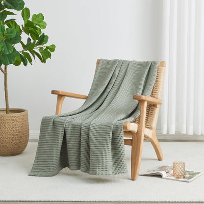 Organic Cotton And Waffle Weave Throw Blanket