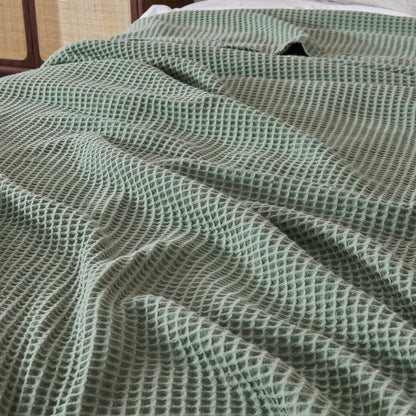Organic Cotton And Waffle Weave Throw Blanket