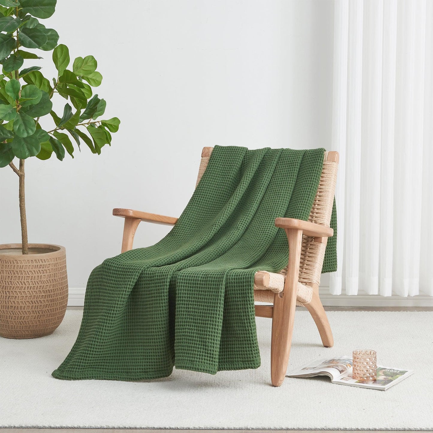 Organic Cotton And Waffle Weave Throw Blanket