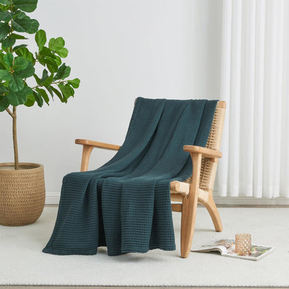 Organic Cotton And Waffle Weave Throw Blanket