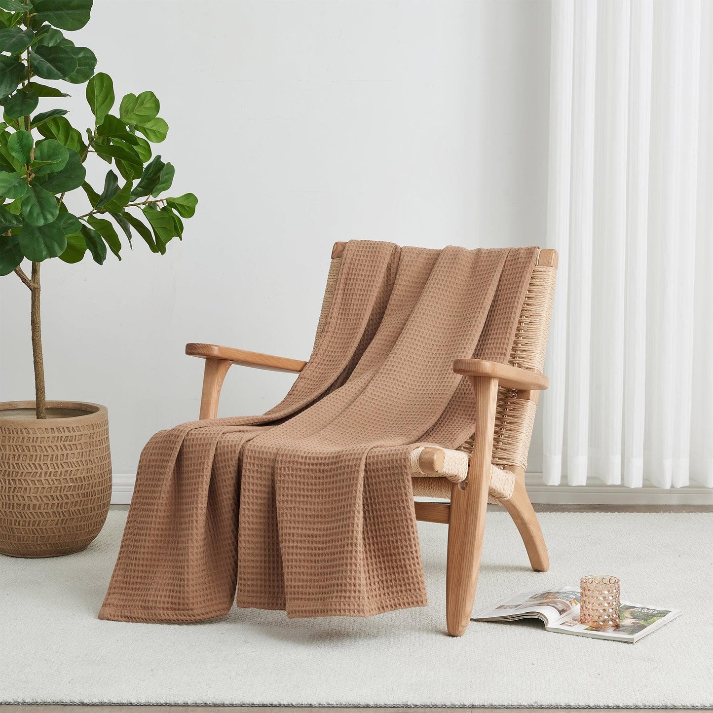 Organic Cotton And Waffle Weave Throw Blanket