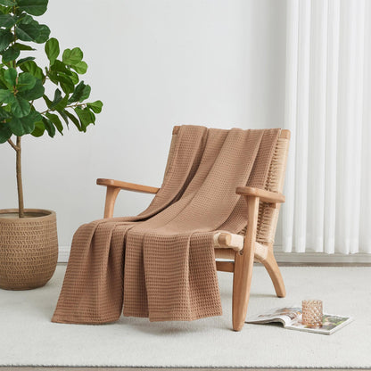 Organic Cotton And Waffle Weave Throw Blanket
