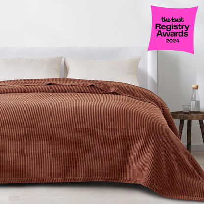 Organic Cotton And Waffle Weave Throw Blanket
