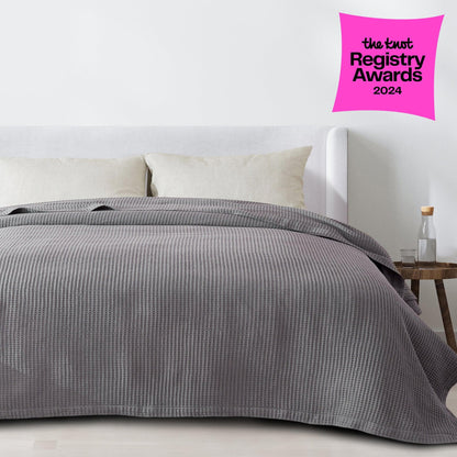 Organic Cotton And Waffle Weave Throw Blanket