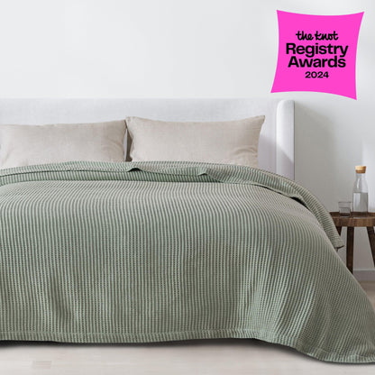 Organic Cotton And Waffle Weave Throw Blanket
