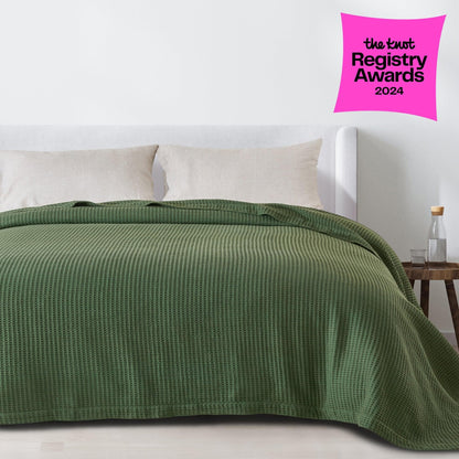 Organic Cotton And Waffle Weave Throw Blanket