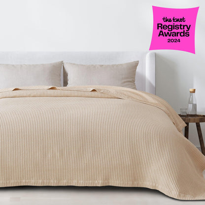 Organic Cotton And Waffle Weave Throw Blanket