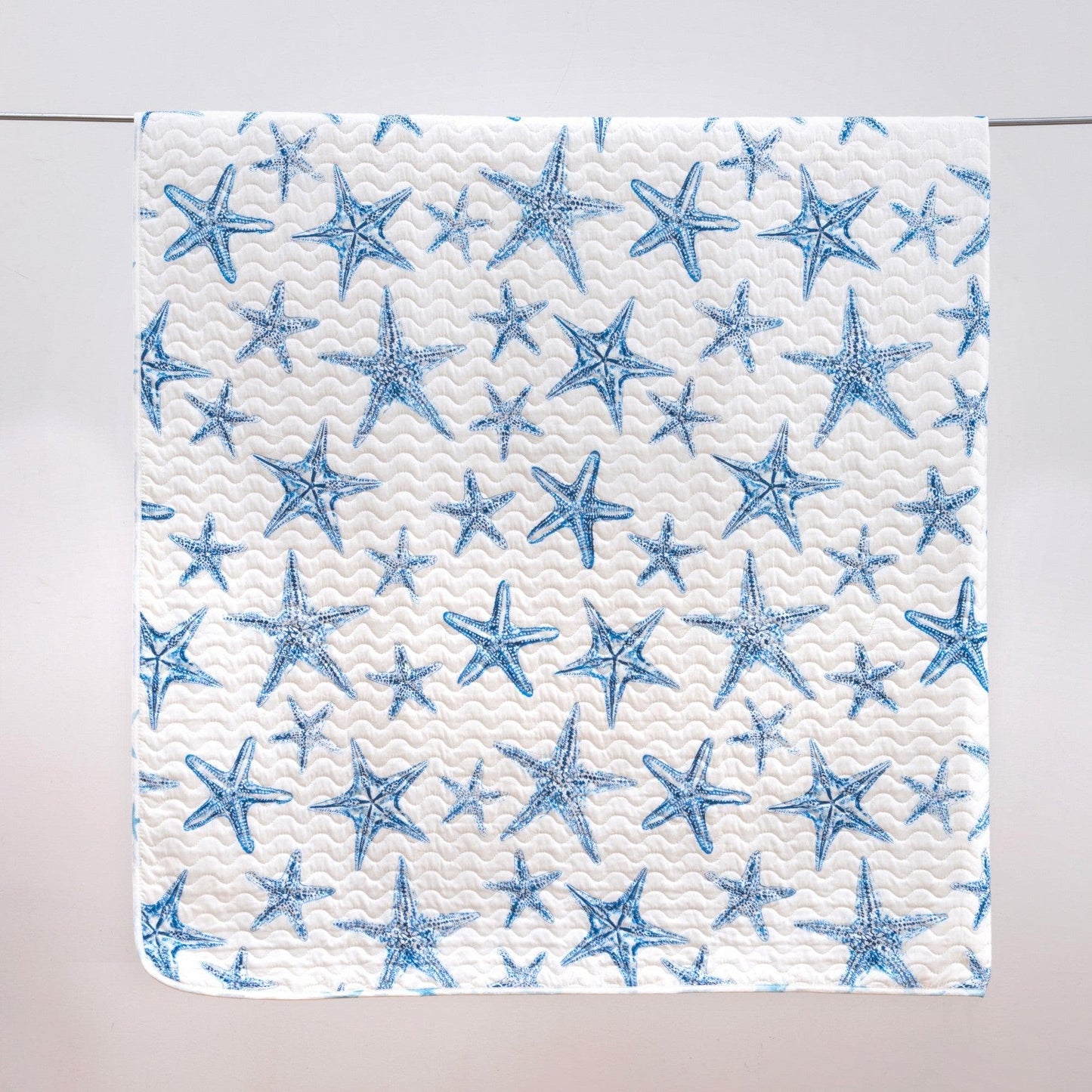 Blue Seashell Coastal Microfiber Quilt Set
