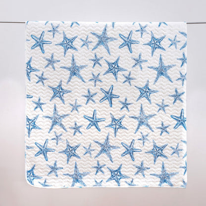 Blue Seashell Coastal Microfiber Quilt Set