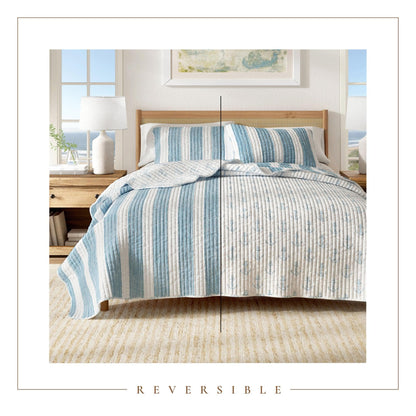 Casco Bay Coastal Quilt in Taupe and Blue