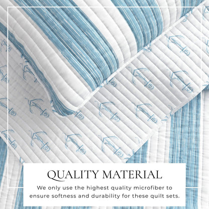 Casco Bay Coastal Quilt in Taupe and Blue