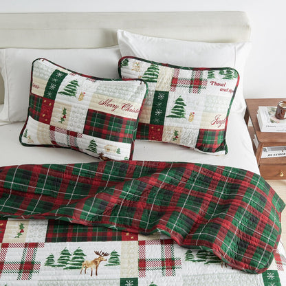Colorful Holiday Quilt Set with Christmas trees and deer, Great Bay Home Midnight Magic bedding on Tampa Home & Garden Store