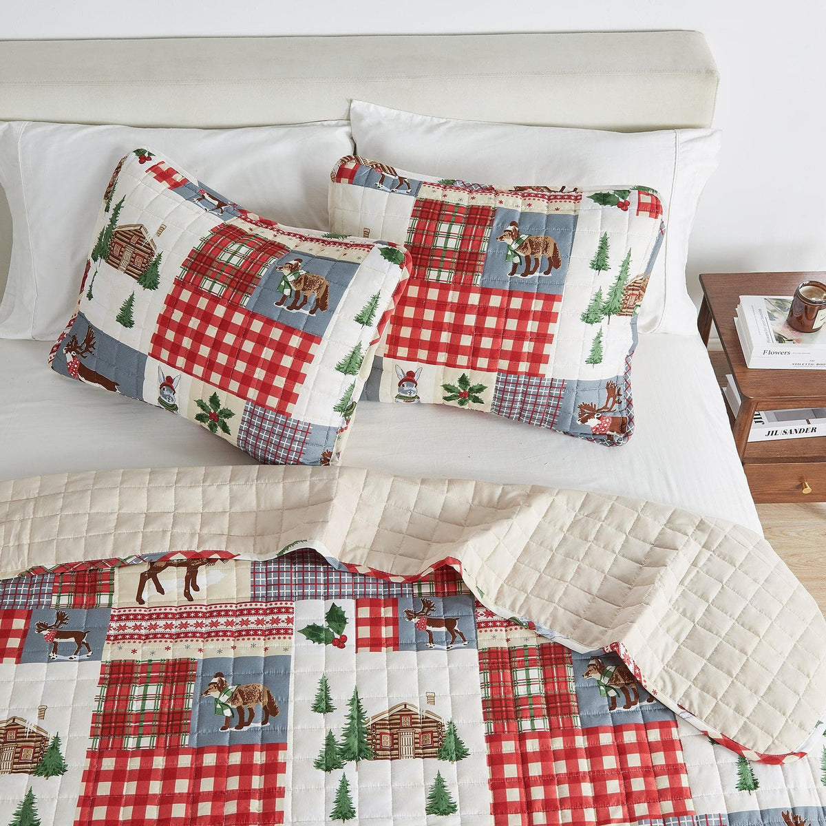 Colorful Holiday Quilt Set Midnight Magic patchwork red plaid Great Bay Home Bedding on Tampa Home & Garden Store
