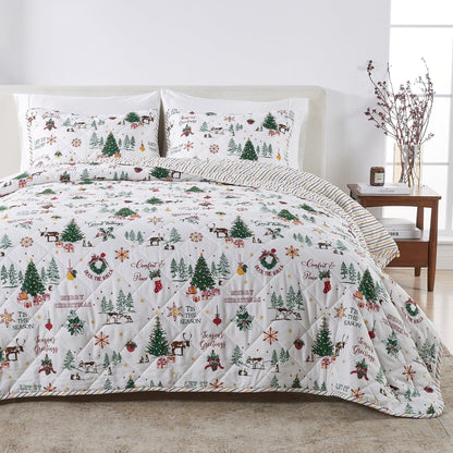 Colorful Holiday Quilt Set Midnight Magic Great Bay Home bedding with Christmas trees on Tampa Home & Garden Store