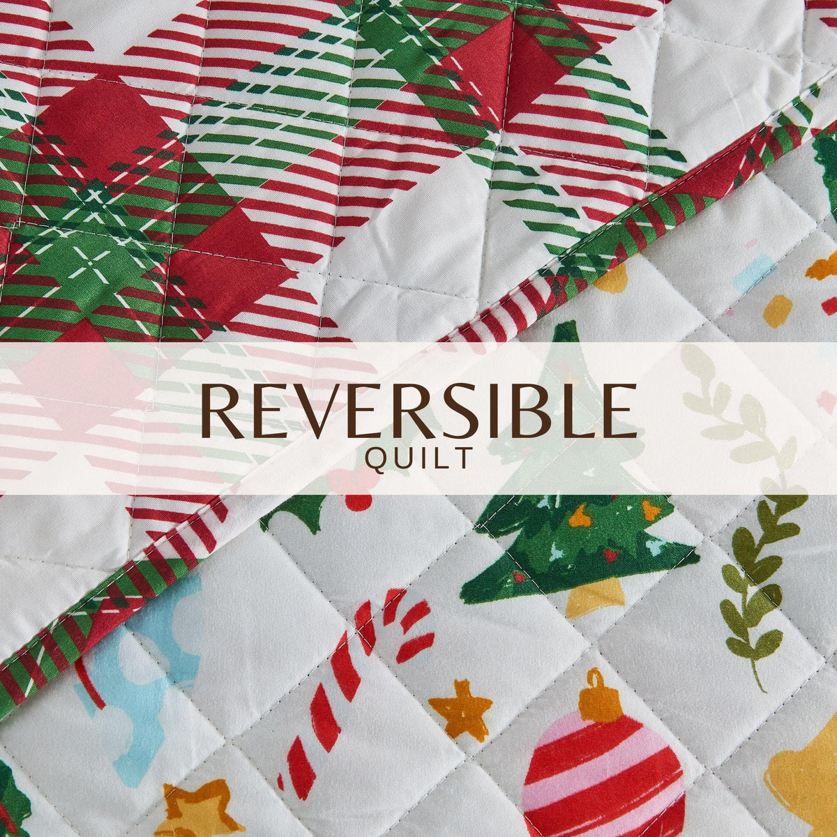 Colorful Holiday Quilt Set - Midnight Magic by Great Bay Home; reversible red-green quilt on Tampa Home & Garden Store