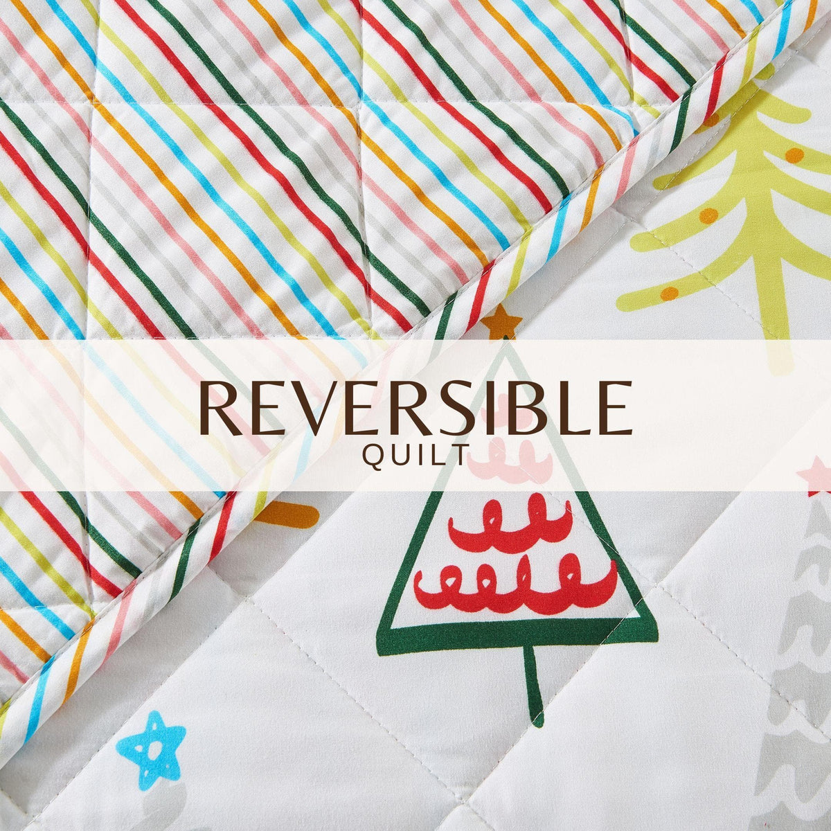 Colorful Holiday Quilt Set by Great Bay Home, Midnight Magic, rainbow diagonal stripes on Tampa Home & Garden Store