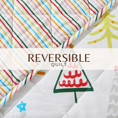Colorful Holiday Quilt Set by Great Bay Home, Midnight Magic, rainbow diagonal stripes on Tampa Home & Garden Store
