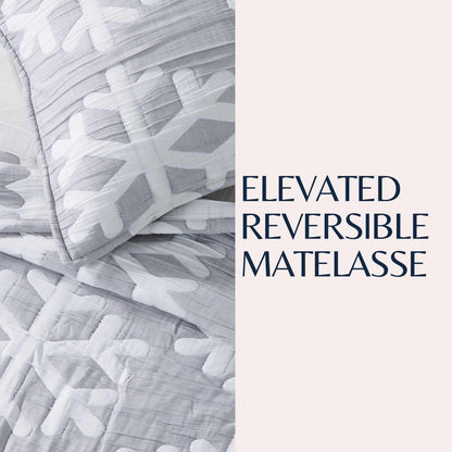 Matelassé Snowflake Quilt Set - Nino Collection gray and white quilt by Great Bay Home on Tampa Home & Garden Store