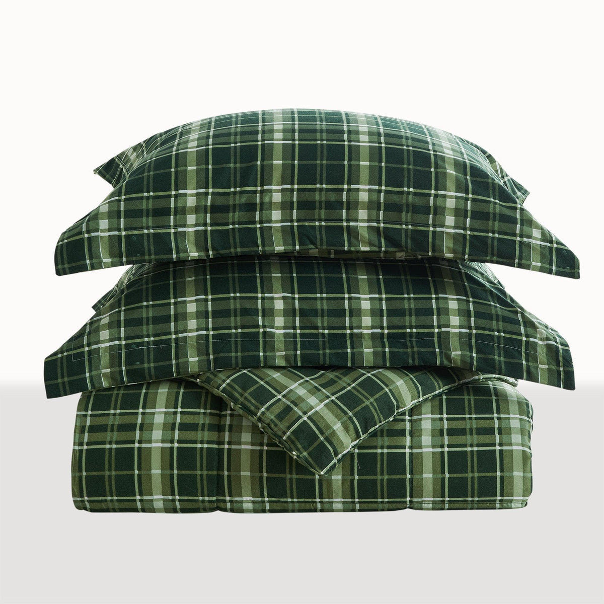 Reversible Christmas Comforter and Sham Set in green plaid Odette Collection by Great Bay Home on Tampa Home & Garden Store