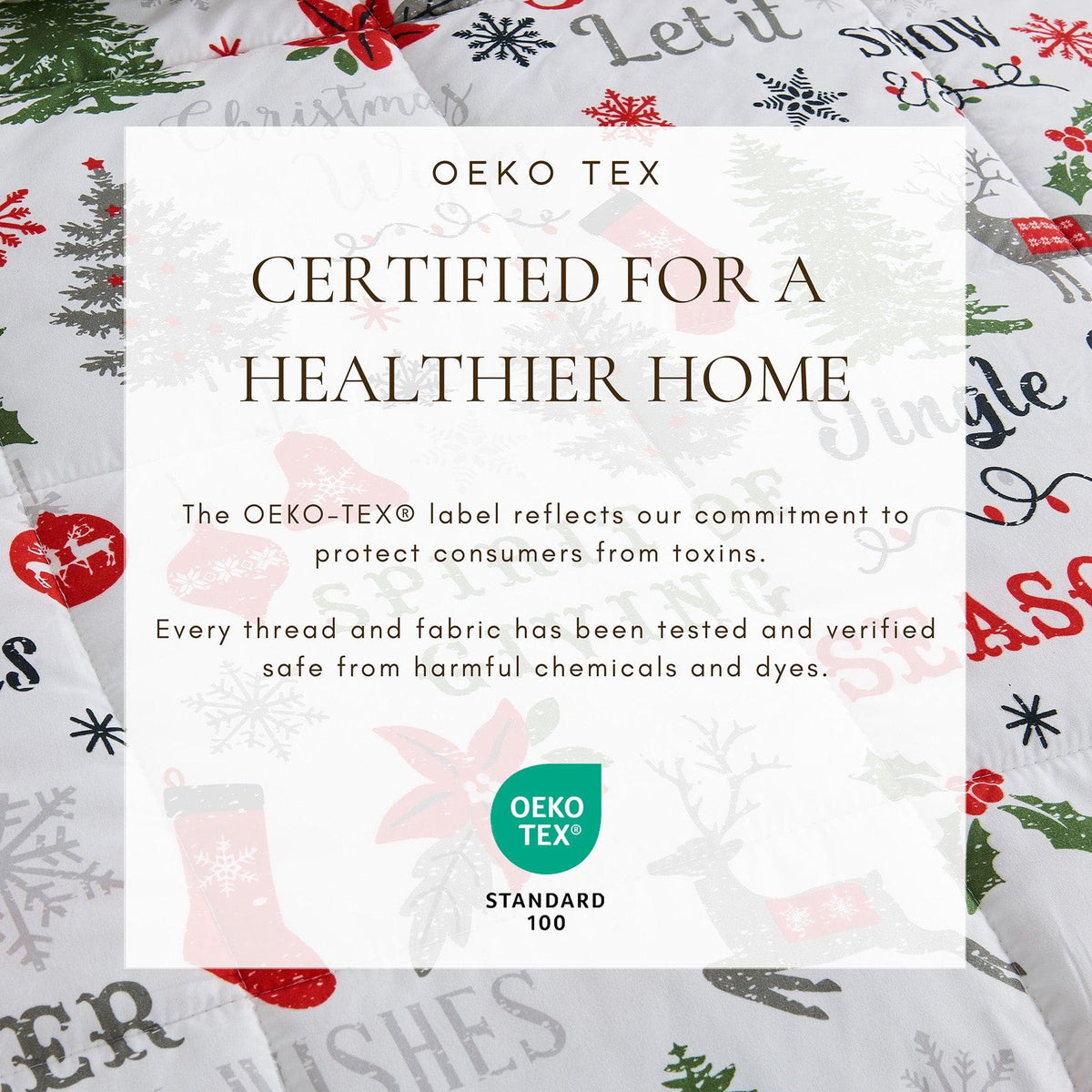 Reversible Christmas comforter and sham set with snowy print OEKO-TEX by Great Bay Home on Tampa Home & Garden Store