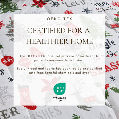 Reversible Christmas comforter and sham set with snowy print OEKO-TEX by Great Bay Home on Tampa Home & Garden Store