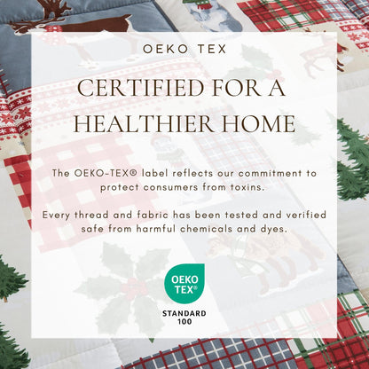 Reversible Christmas Comforter and Sham Set Odette by Great Bay Home with plaid OEKO-TEX on Tampa Home & Garden Store