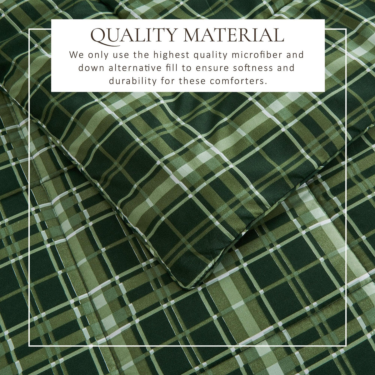 Reversible Christmas Comforter and Sham Set by Great Bay Home in green plaid lodge pattern on Tampa Home & Garden Store