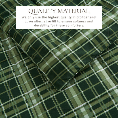 Reversible Christmas Comforter and Sham Set by Great Bay Home in green plaid lodge pattern on Tampa Home & Garden Store
