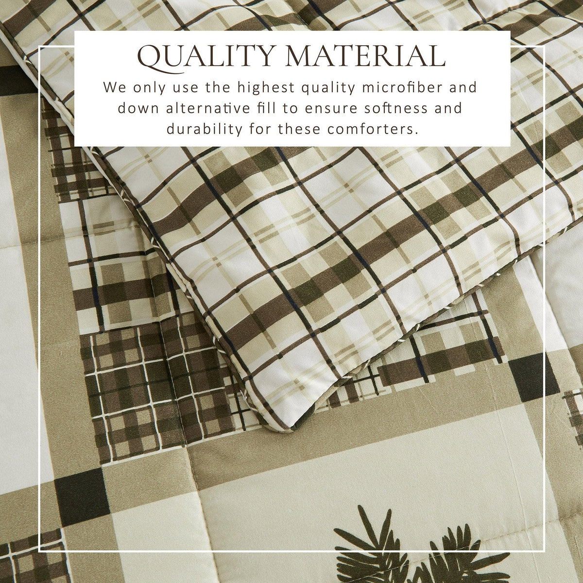Reversible Christmas Comforter and Sham Set Odette Collection by Great Bay Home in warm brown and beige plaid on Tampa Home & Garden Store