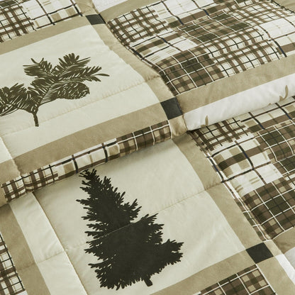 Great Bay Home Reversible Christmas Comforter & Sham Set with lodge plaid and pine tree panel on Tampa Home & Garden Store