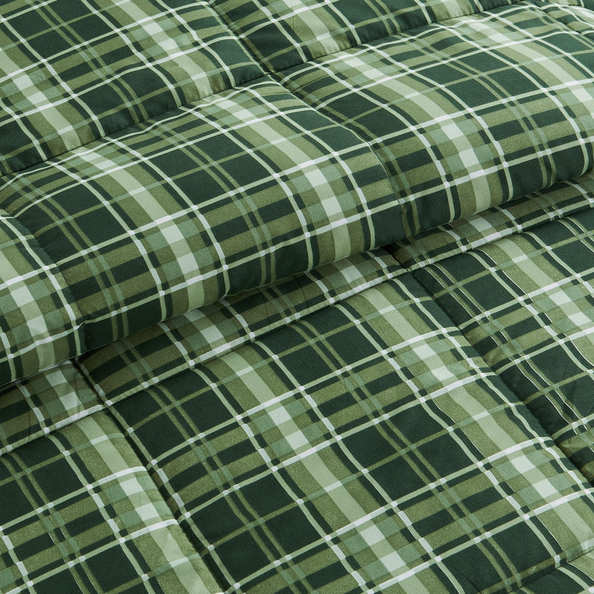 Reversible Christmas Comforter & Sham Set by Great Bay Home in green plaid Odette Collection on Tampa Home & Garden Store