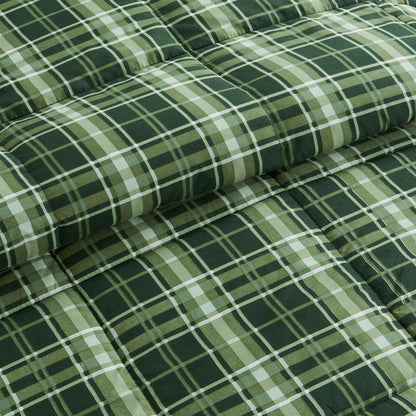 Reversible Christmas Comforter & Sham Set by Great Bay Home in green plaid Odette Collection on Tampa Home & Garden Store